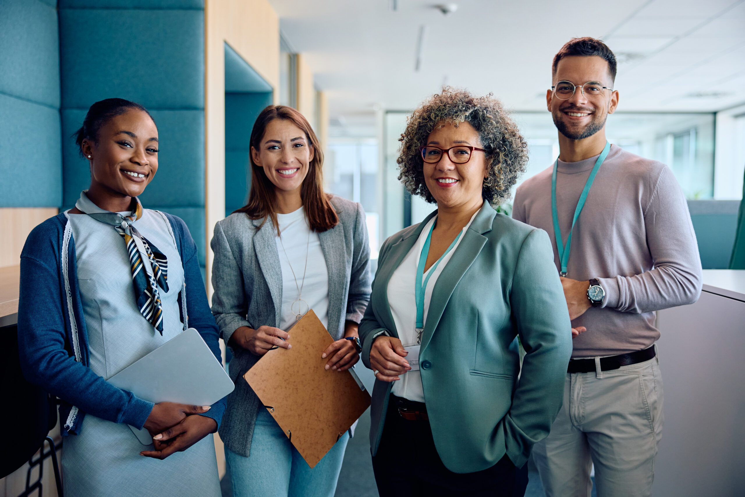 A group of happy professionals with great career capital.